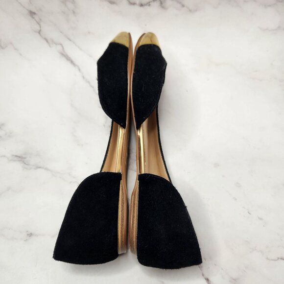 DV Dolce Vita Black Suede Flats Gold Toe Classic Ballet Slip-On Shoes 8.5 - Picture 5 of 9